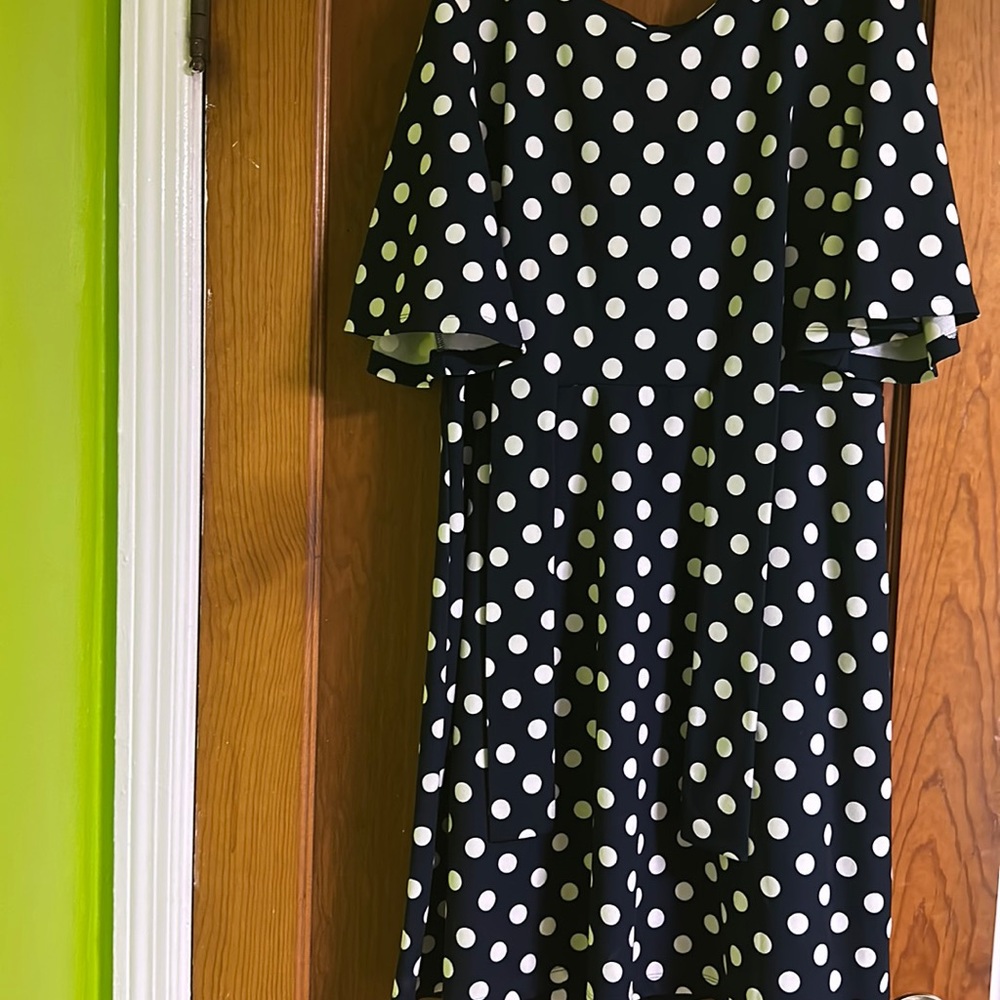 Peach Velvet New York dress, polka dot